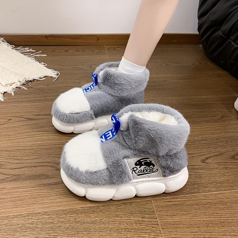 Unisex Winter Slippers with Thick EVA Sole - Plush Fleece Indoor/Outdoor Shoes, Non-Slip Warm Comfortable Casual Footwear for Men & Women