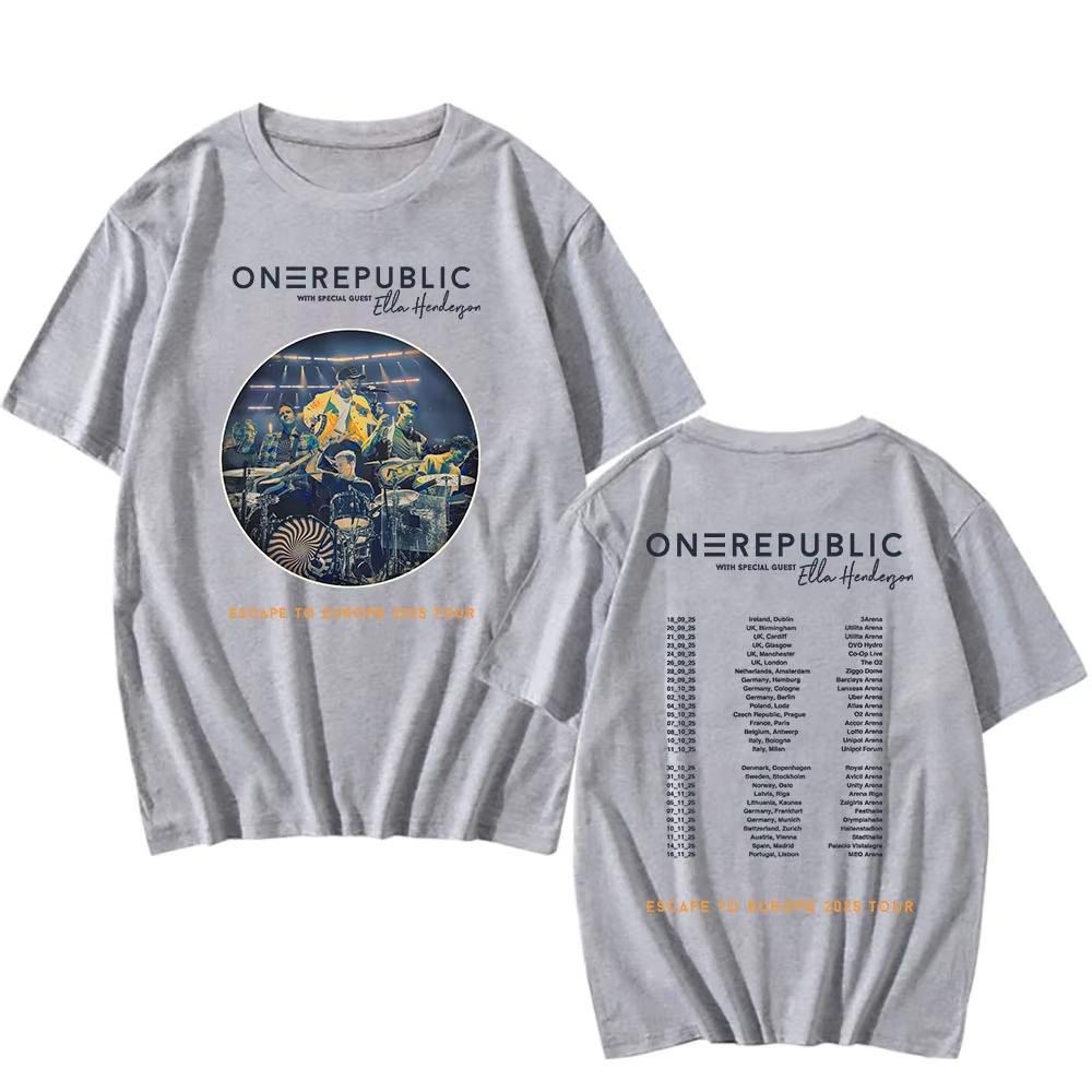 OneRepublic Escape To Europe 2025 Tour T-shirt Short Sleeve Loose Male Tshirts Rock Band Women Streetwear Hip Hop Print T Shirt