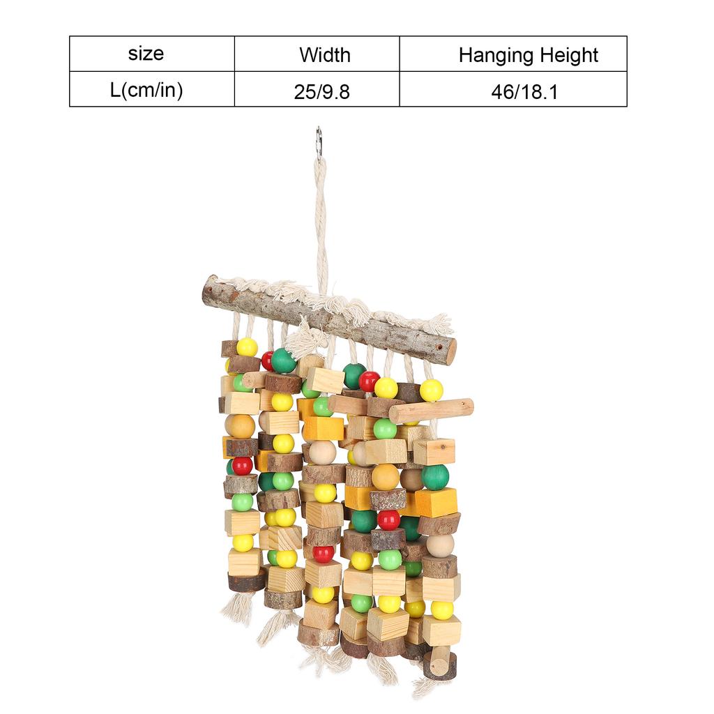 Hanging Chewing Toy Multicolored Natural Wooden Bird Tearing Blocks for Large  