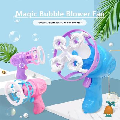 Ventilador elétrico infantil, pistola de bolhas, máquina automática de sopro de bolhas de sabão, desenho animado, brinquedo de verão ao ar livre, presentes de aniversário para crianças
