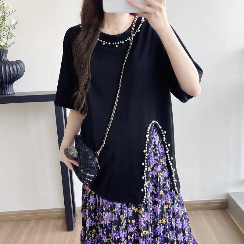 2026 Summer Maternity Two-Piece: Short Sleeve Tee & Adjustable Skirt M