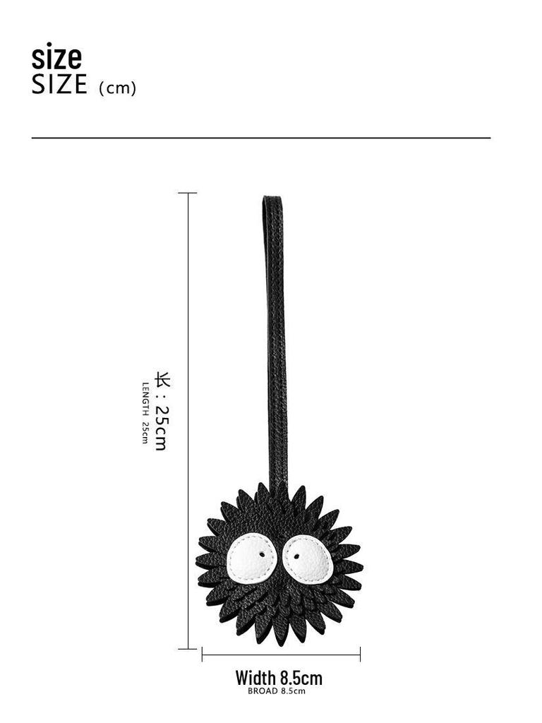 SP-103 Schwarze Kohlekugel Anhänger Lanyard - Niedliches PU Leder Schlüsselanhänger Zubehör