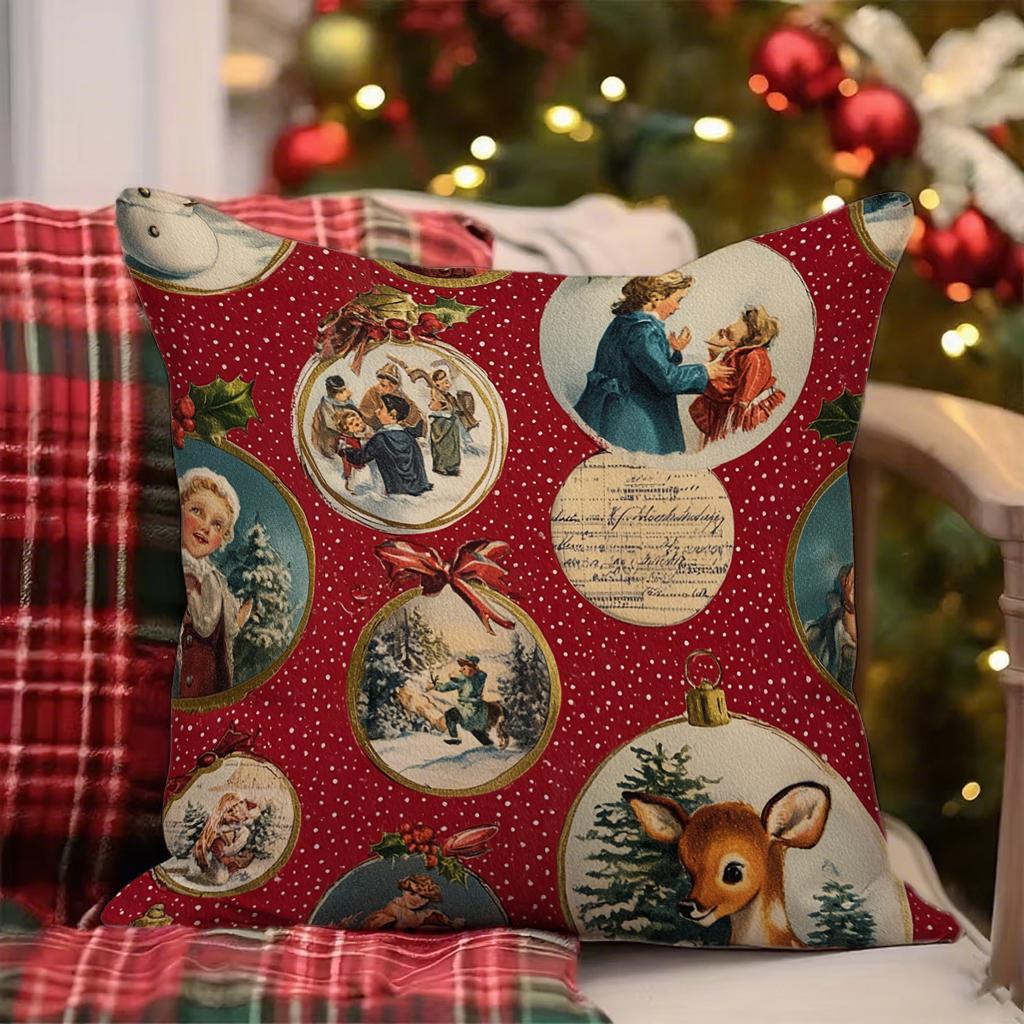 Festive-Patterned Christmas PillowcasesSuitable for sofa car bedroom decorative cushion cover pillow cover