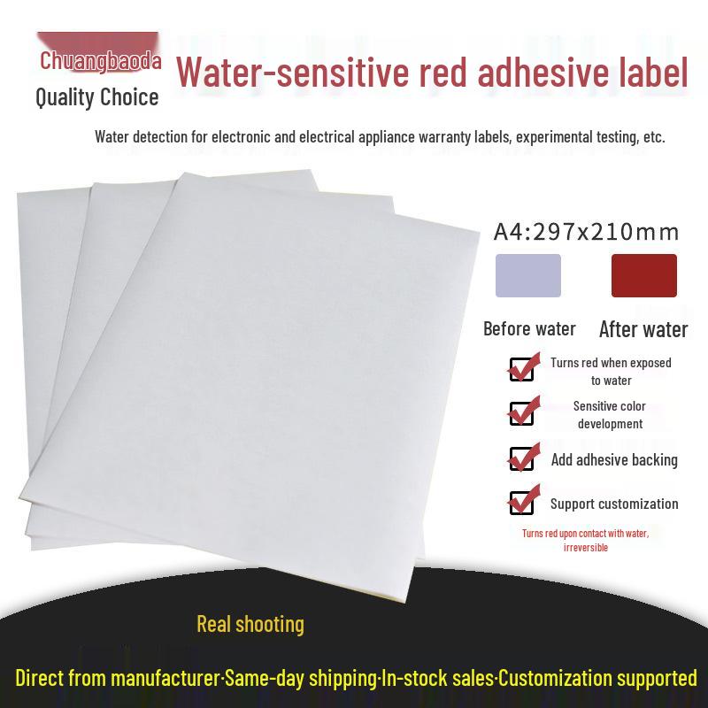 Red Color-Changing A4 Self-Adhesive Labels for Electronics & Battery Warranty Yes белый