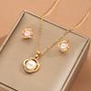 3Pcs/Set Zircon Imitation Necklace Earring for Women Elegant Geometry Gold Color Jewelry Set Fashion Party Gift