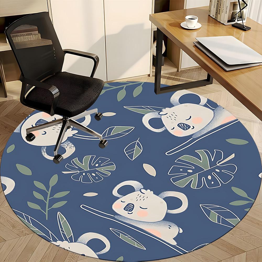 1PC Koala Leaves Office Round Area Rug, Mat Suitable For Office, Under Office Chairs Bedroom Living Room Home Decor, Room Deco
