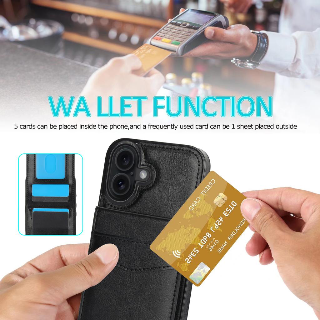 Portefeuille en Cuir avec Porte-Cartes Support Coque de Téléphone pour IPhone 17 Air 16 Pro Max 15 14 Plus 13 12 11 X XS XR 8 7 Housse de Protection