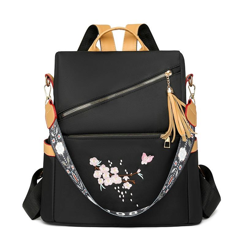 New Backpack Guochao Ethnic Fashion Commuter Schoolbag Large Capacity Women's Simple Casual Shoulder Bag Travel Bag