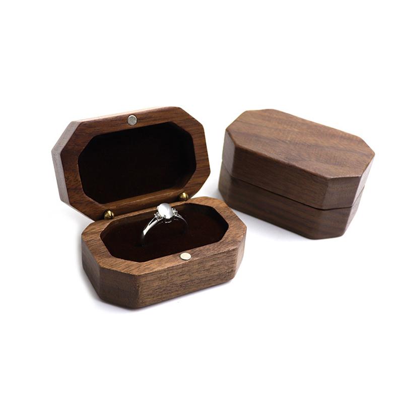 Walnut Wood Jewelry Box Ring Storage Ring Holder Rustic Wedding Ring Box