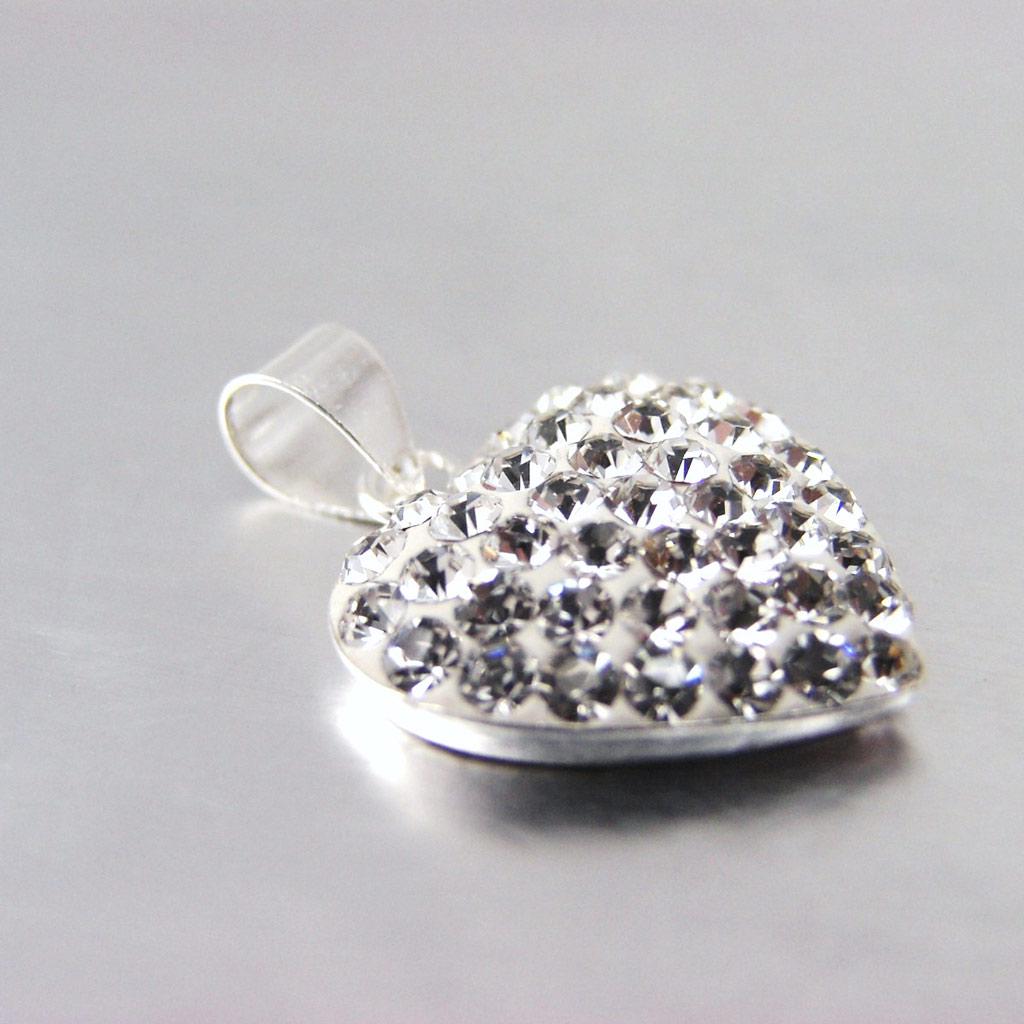 Les Trésors De Lily [F6126] - Biały srebrny wisiorek „Love Crystal”