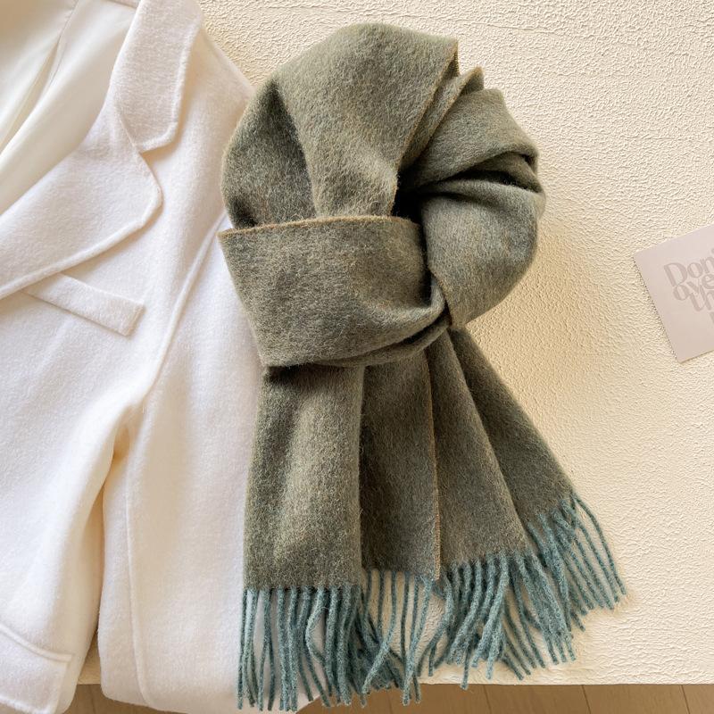 White Pure Scarf Women's Winter Korean Versatile High-end Sense Thickened Couple Scarf Dual-purpose High-end Gift