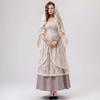 Halloween Vintage Mittelalterliches Hofparty Spitzenkostüm Brautkleid Sexy Slim Kleid