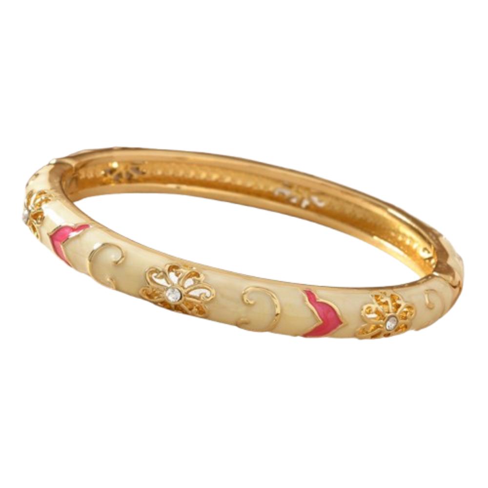Chinese Style Vintage Cloisonne Bangle Enamel Women's Hand Bracelet Hollow Out Flower Bangle  Girls