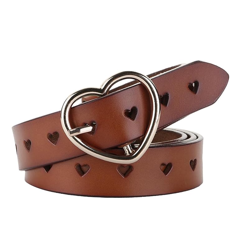 

[KASSAI] genuine leather heart belt (Brown, 102cm)