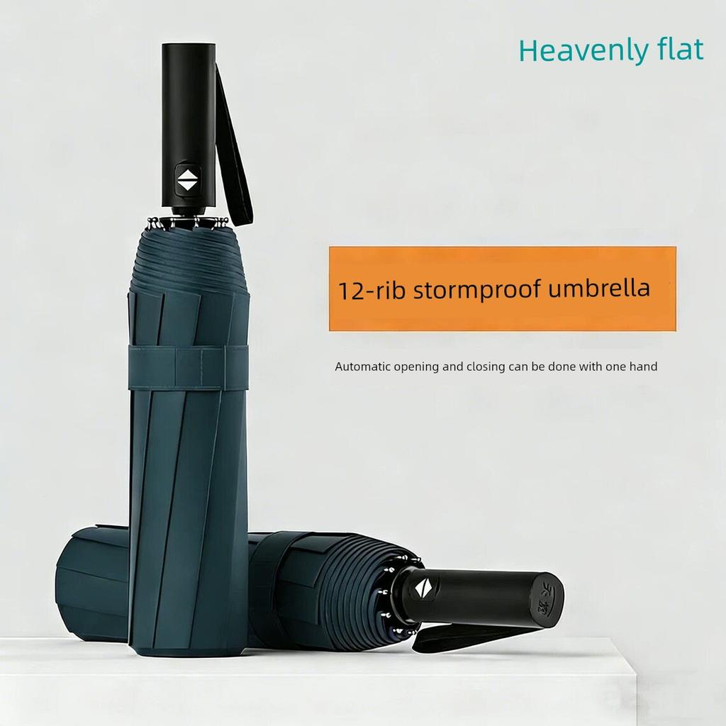 Paradise Umbrella Fully Automatic Storm-Resistant Umbrella, Three-Fold, 10-Rib, Extra Large and Reinforced, One-Button Open/Close, Business Style