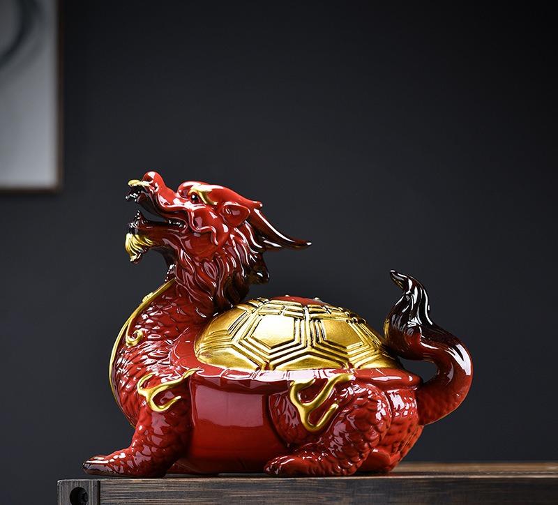 Creative Ceramic Turtle Ornament Boutique Bagua Dragon Turtle Home Furnishing Living Room Store Decoration Office Opening Gifts