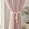 Cotton Rope Wooden Bead Curtain Tiebacks, No Drill Adjustable Window Curtain Holders, Boho Beige Farmhouse Decor for Living Room, Bedroom, Dorm