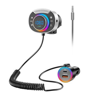 Transmisor FM para coche, receptor de Audio Bluetooth, manos libres, AUX, reproductor de música MP3, adaptador de Radio, cargador, LCD, Aux, Audio, modulador FM