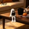 Spookachtig Geest Decor Lezende Beeldje met Gearticuleerde Benen, 3D Geprint Zittend Artistisch Beeld, Wit Bureau Ornament voor Halloween Decoratie Beeldje