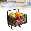 Kitchen Wall Basket Single Metal Large Capacity Space Saving Wall Mounted Storage Basket with Hook for Vegetable Seasonings