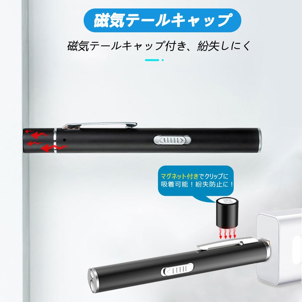 Kimlonton Double Light Source Flashlight, Small LED Handy Light, Penlight, USB Rechargeable, Ultra Lightweight, Heavy Duty, Comes with Clip,