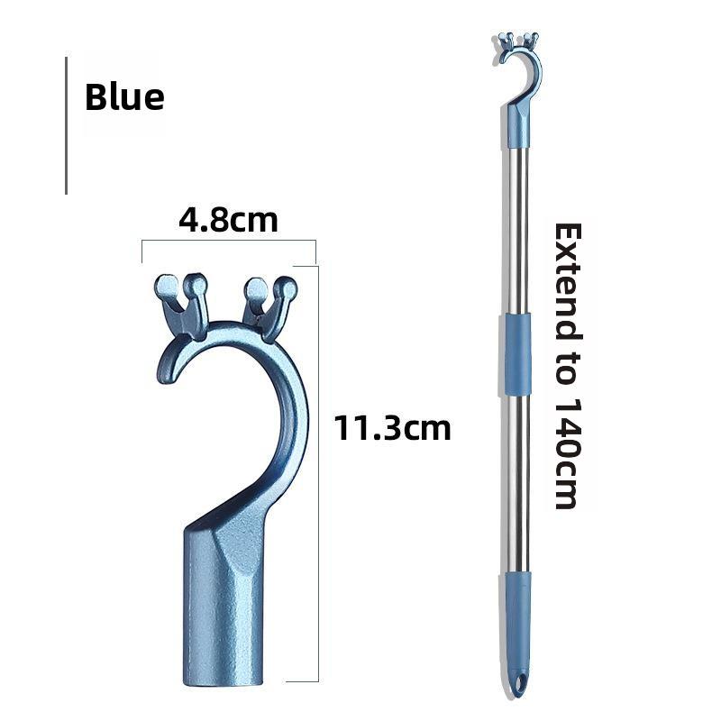 Portable Stainl Steel Retractable Clothes Drng Fork Rod Wardrobe Lage Stand Drip Stand Cact Storage Organizer