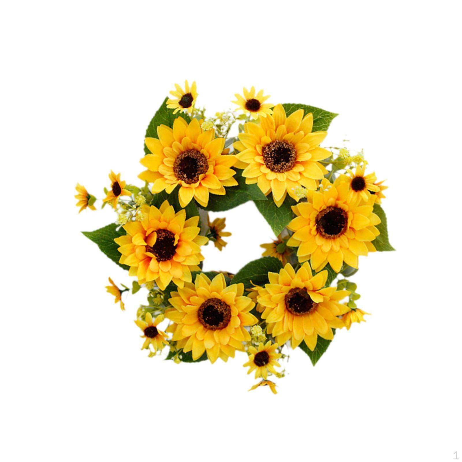 Artificial Sunflowers Wreath Summer Front Door Multipurpose Wall Decoration Length 43cm