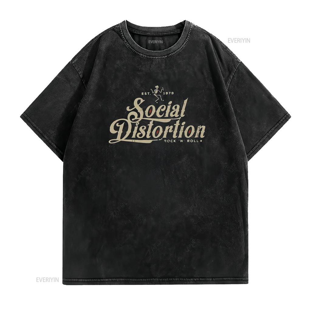 Maglietta da uomo Social Distortion Uomo Moda Classica Girocollo Cotone Nero 4X Large vintage Lavata Alla moda Elastica