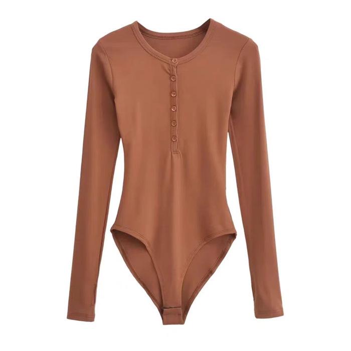 

Trendy Slim-Fit Retro Jumpsuit: Sexy, Chic, Body-Shaping Innerwear for Women Large коричневий