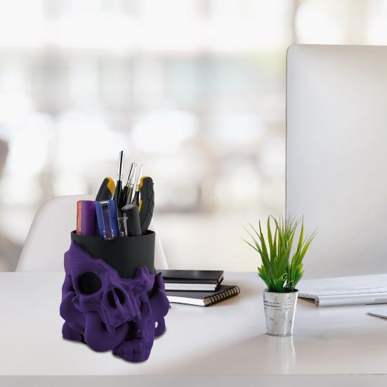 Skull Pen Holder Makeup Brush Holder Bathroom Storage Holder Skeleton Desk Organizer for Keys Cosmetic Tools Halloween Decorations