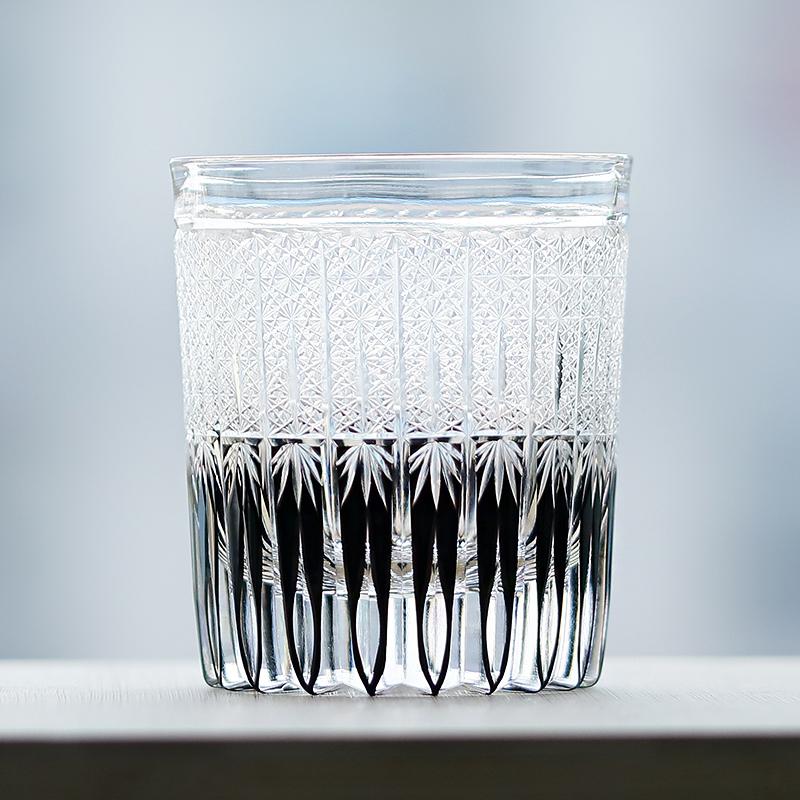 Hand Carved Kaleidoscopic Whiskey Tumbler, Old Fashioned Glasses, Purple Edo Kiriko Style, Whiskey Rock, Bar Ware, Gift Box 240 ml-320ml