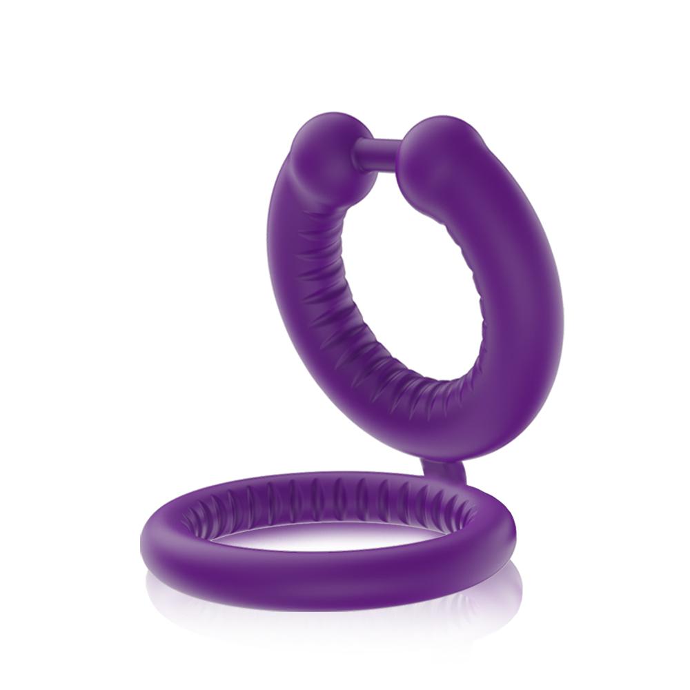 Men Penis Ring Ejaculation Delay Dual Ring Soft Sicilone Male Masturbator Sex Toy for Couple Games Cock Ring Penis Trainer