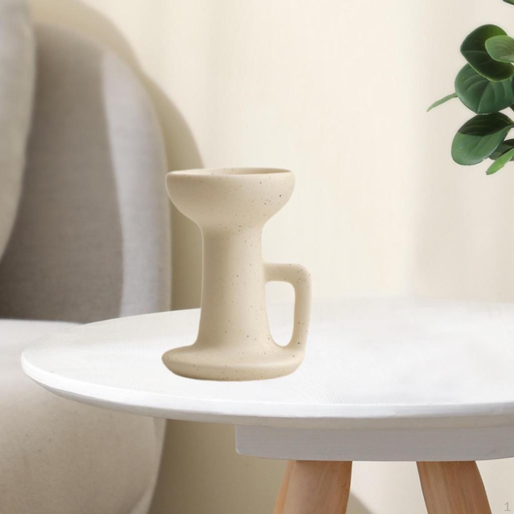 Ceramic Candle Holder Candlestick Desktop Ornament Table Centerpiece Tealight for Home