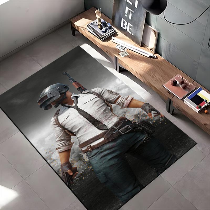 "Gaming Warrior Carpet with Helmet and Gun Print for Living Room Decor" Suitable for use as an anti-slip for living room bedroom sofas