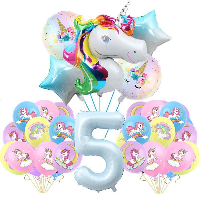 Pink Color Unicorn Aluminum Film Printing Latex Balloon Set Children'S First Birthday Arrangement Surprise Gift