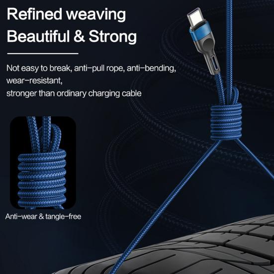 Data Cable Braided 5A Type-C Mobile Fast Charging Phone Data Cord Charger Wire