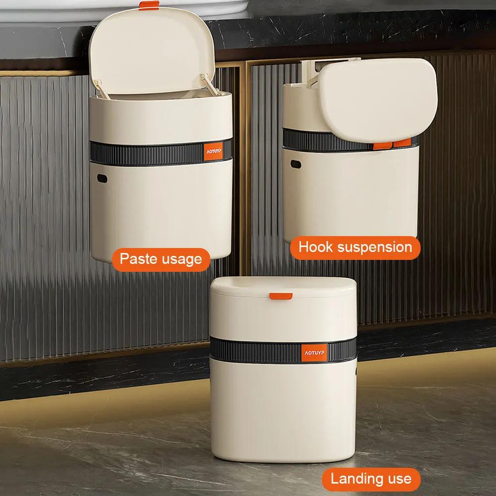 Neuer 11/13-Liter-Badezimmer-Hängemülleimer, Wand-Papierkorb mit Deckel, wasserdichter schmaler Mülleimer, Toilettenabfalleimer