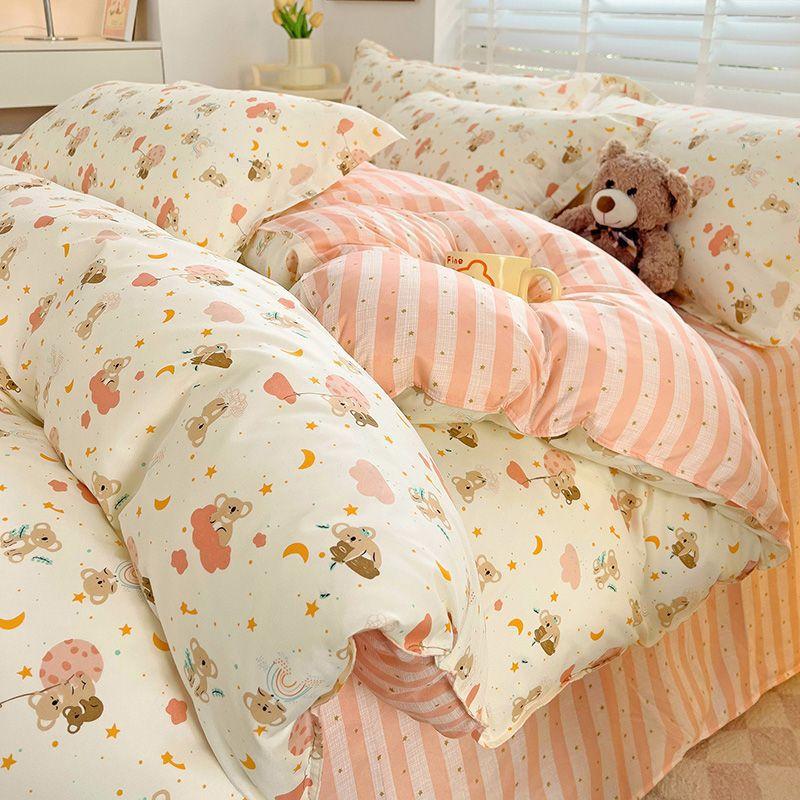 Small Fresh Bed Four-piece Dormitory Quilt Cover Three-piece Bed Sheet Set