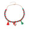 Santa Claus Cartoon Beaded Choker with Tassel Pendant