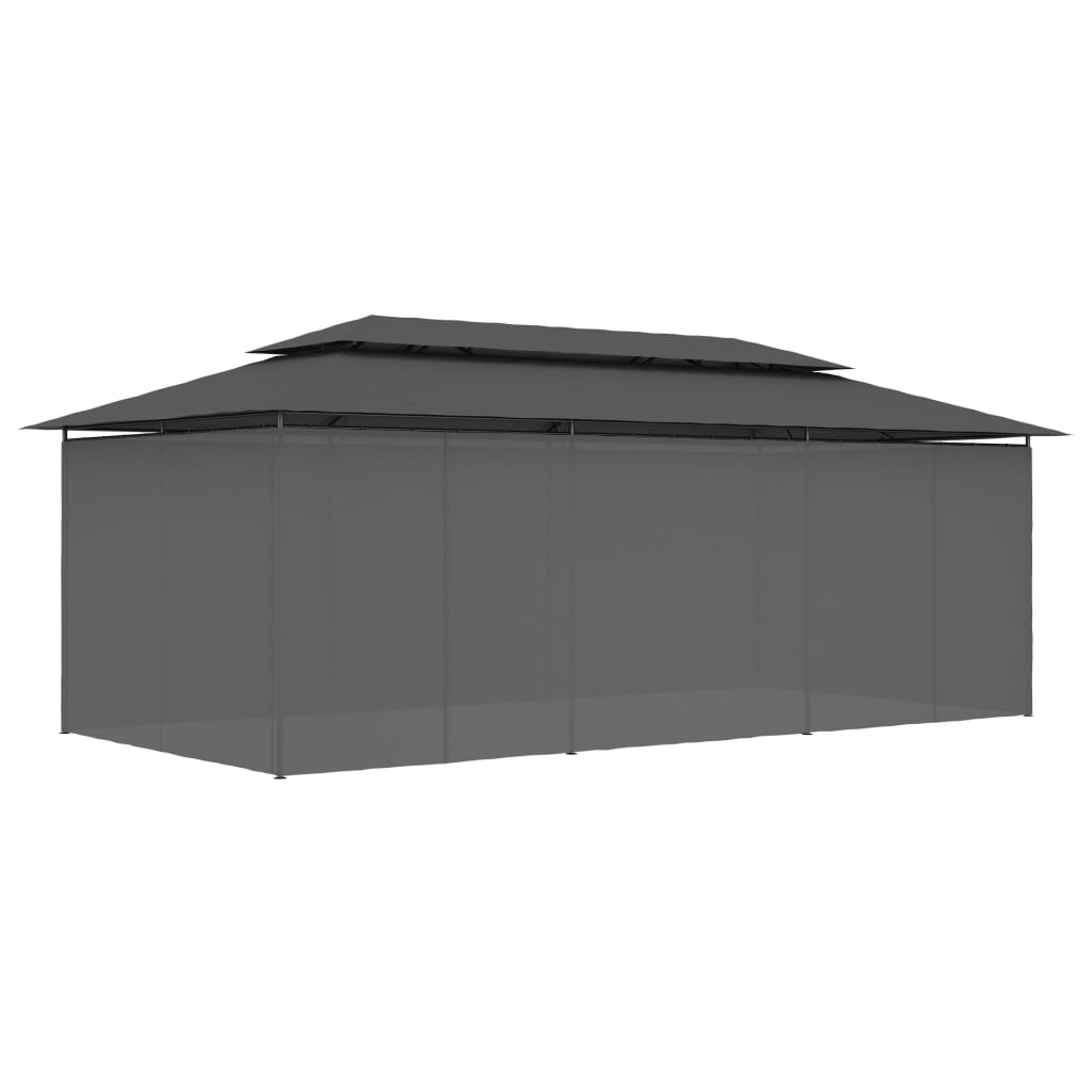 Gazebo with Curtains 600 X 298 X 270 Cm Anthracite