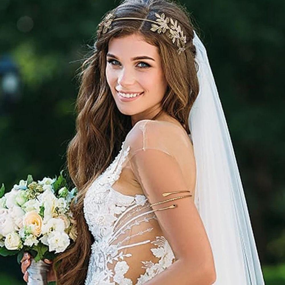Baroque Women's Wedding Jewelry Set Gold Bridal Earrings Greek Goddess Hair Jewelry Necklace Headpiece Rhinestone Jewelry Set