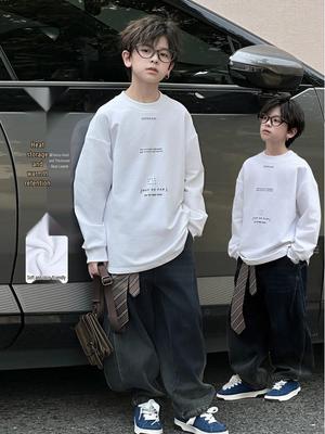 Sweat-shirt Épaissi Polyvalent pour Garçons - Automne/Hiver 2025: Couche de base confortable, ample et chaude pour enfants