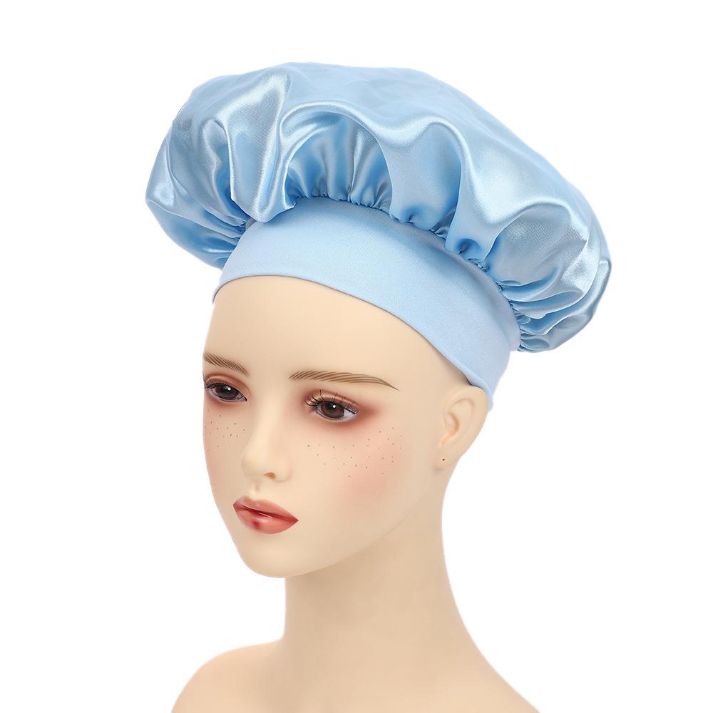 Wide Brim Satin Nightcap: High Elasticity Anti-Frizz Silk Chemotherapy Hat for Hair Care