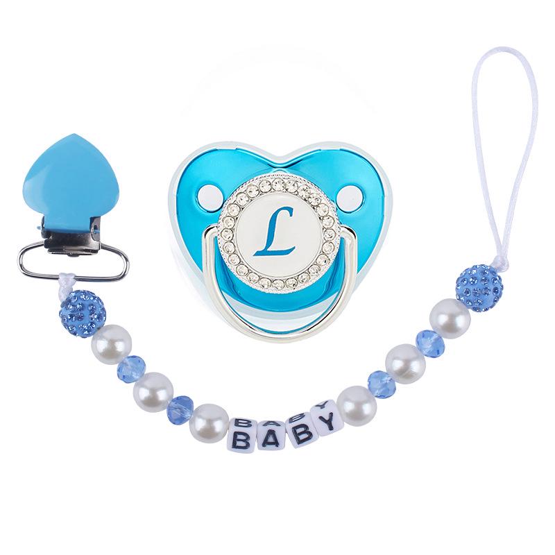 Baby Pacifier Silicone Pacifier Dummy Clips Name Initial 26 Letters Pacifier Chain Holder Infant Nipple Newborn Soother