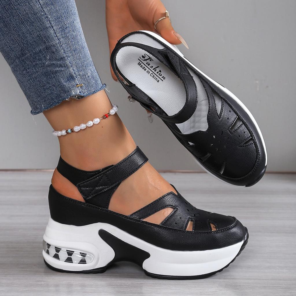 Women's Air Cushion Wedge Sandals Cutout Breathable Platform Walking Shoes
