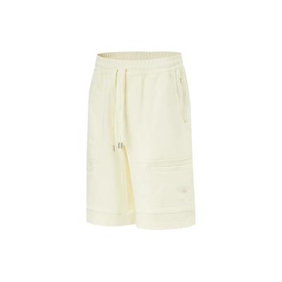 Li Ning X Jackie Chan Collaboration Kung Fu Series Solid Color Logo Mid Waist Straight Loose Shorts Men Shorts Paper-White AKST663-1