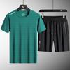 Men's Quick-Dry Ice Silk Sports Set - Lightweight, Breathable Summer Short-Sleeve Top and Casual Shorts