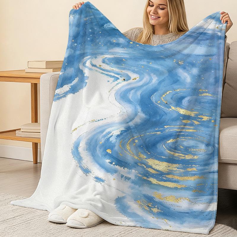 Flannel Fleece Throw Blanket, Abstract Art Pattern, Soft Warm & Machine Washable, Ideal for Home, Office Naps, Christmas & Halloween Use