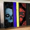 Masque And Skull Book Nook Kit Gothic Skull Book Ends Handmade Bookshelf Decoration for Halloween Shelf Tabletop Display