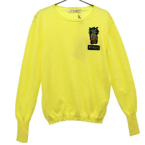 

5PROGRESS сделано в Италии Герб Свитер с длинным рукавом L желтый вязаный Женский Б/у